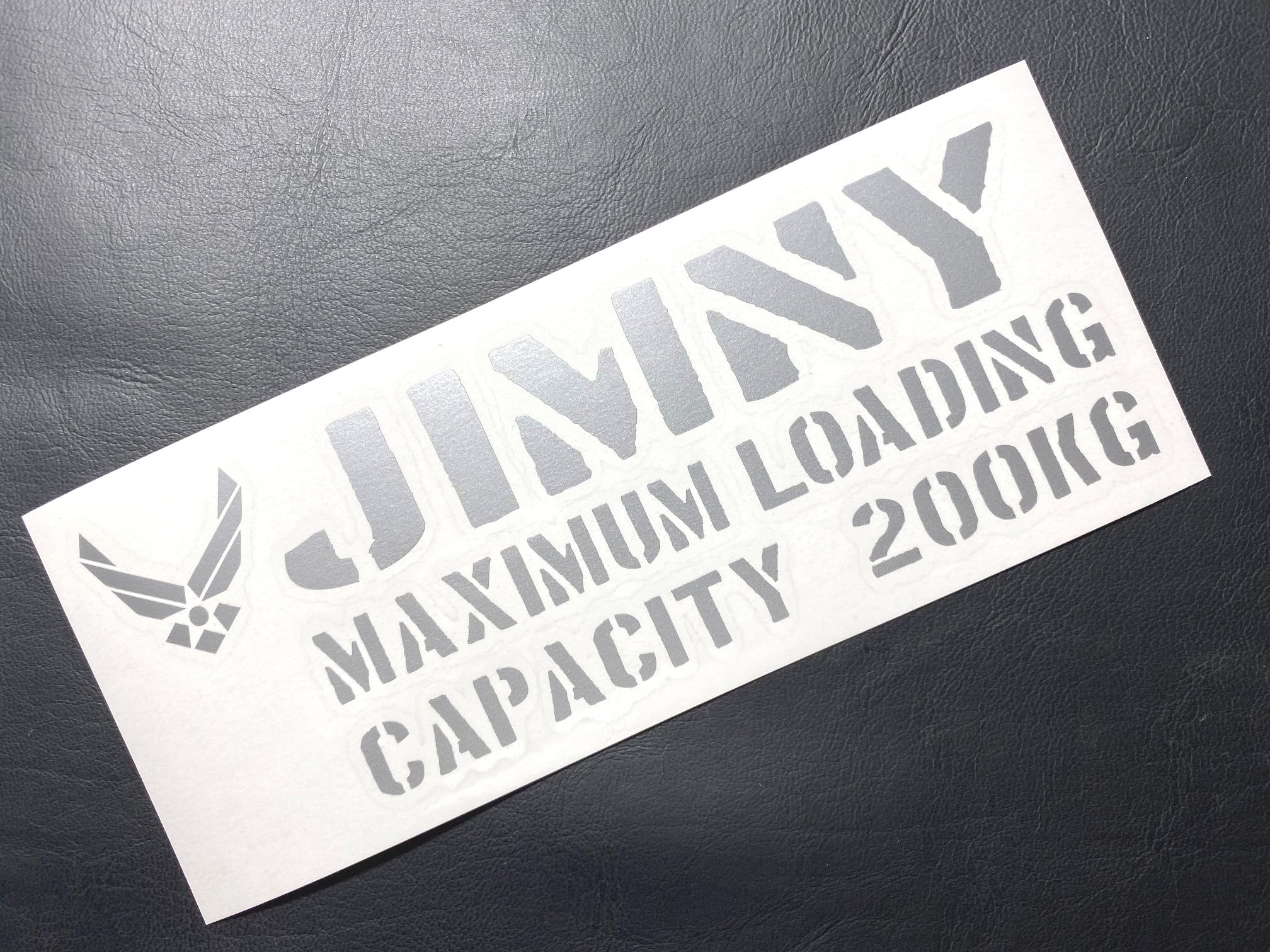 Наклейка-эмблема в стиле трафарета Suzuki Jimny, Максимальная грузоподъемность, Вырезанные буквы, JB64/JB23 (Максимальная грузоподъемность, Серебристый)