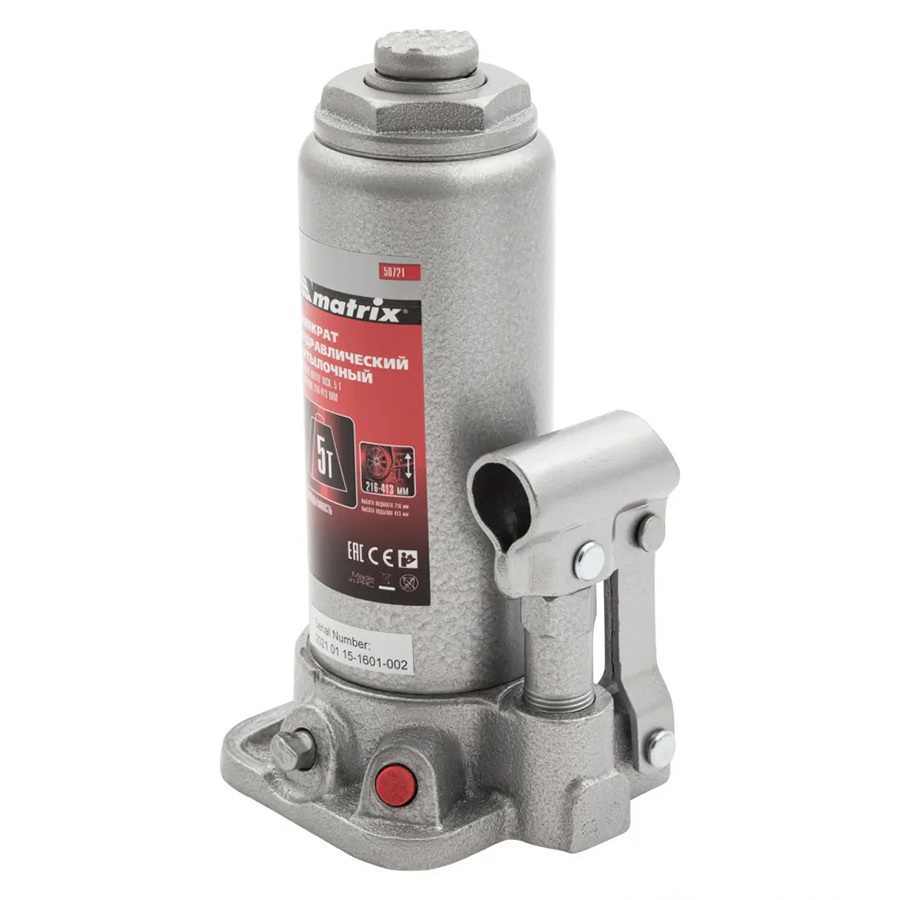 Домкраты Matrix Домкрат гидравлический Matrix бутылочный 5т 216-413 мм (art. 50721)