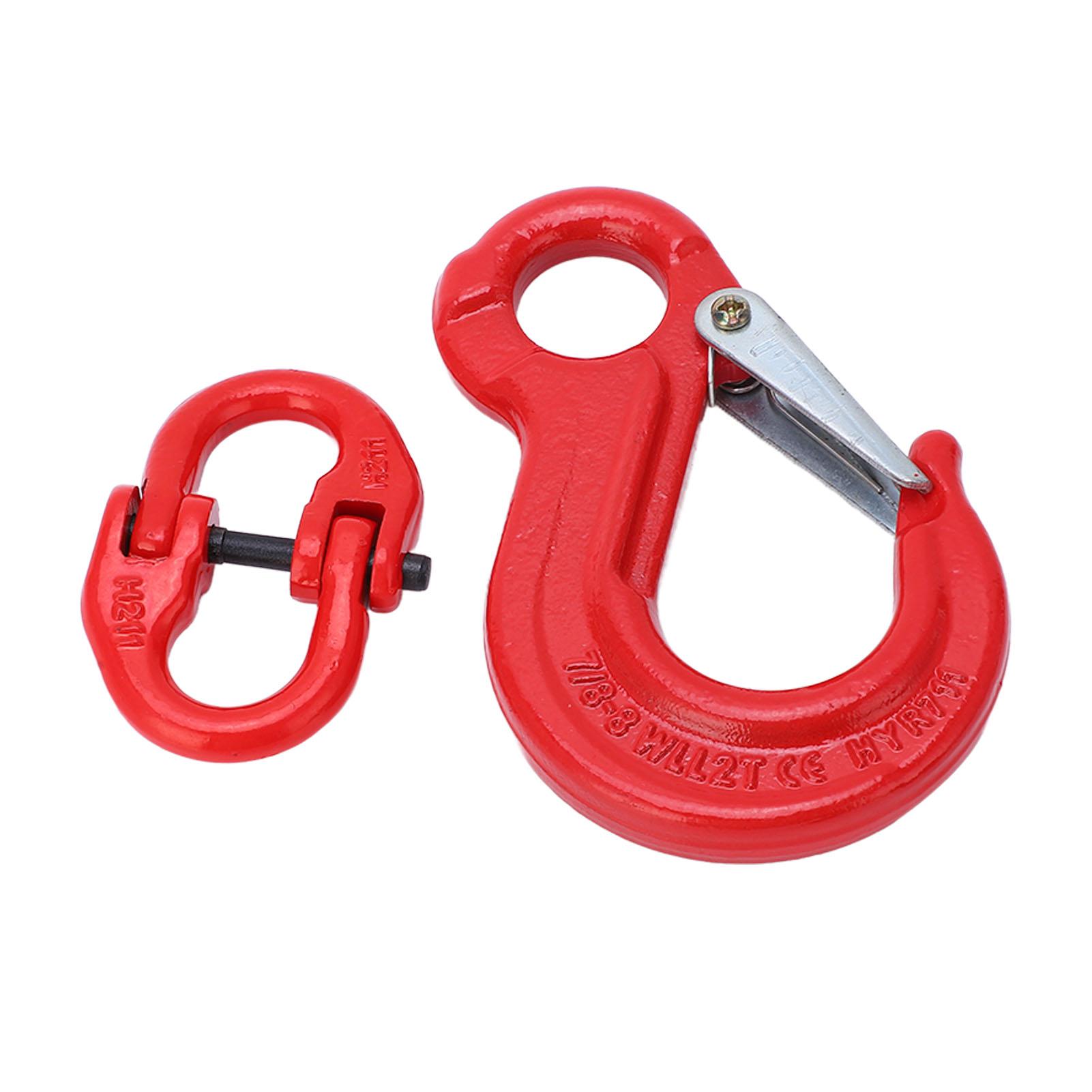 Петлевой крюк с проушиной, грузоподъемность 2 т, сверхмощный, соединитель цепи для подъема прицепа, с 2 кольцевыми пряжками